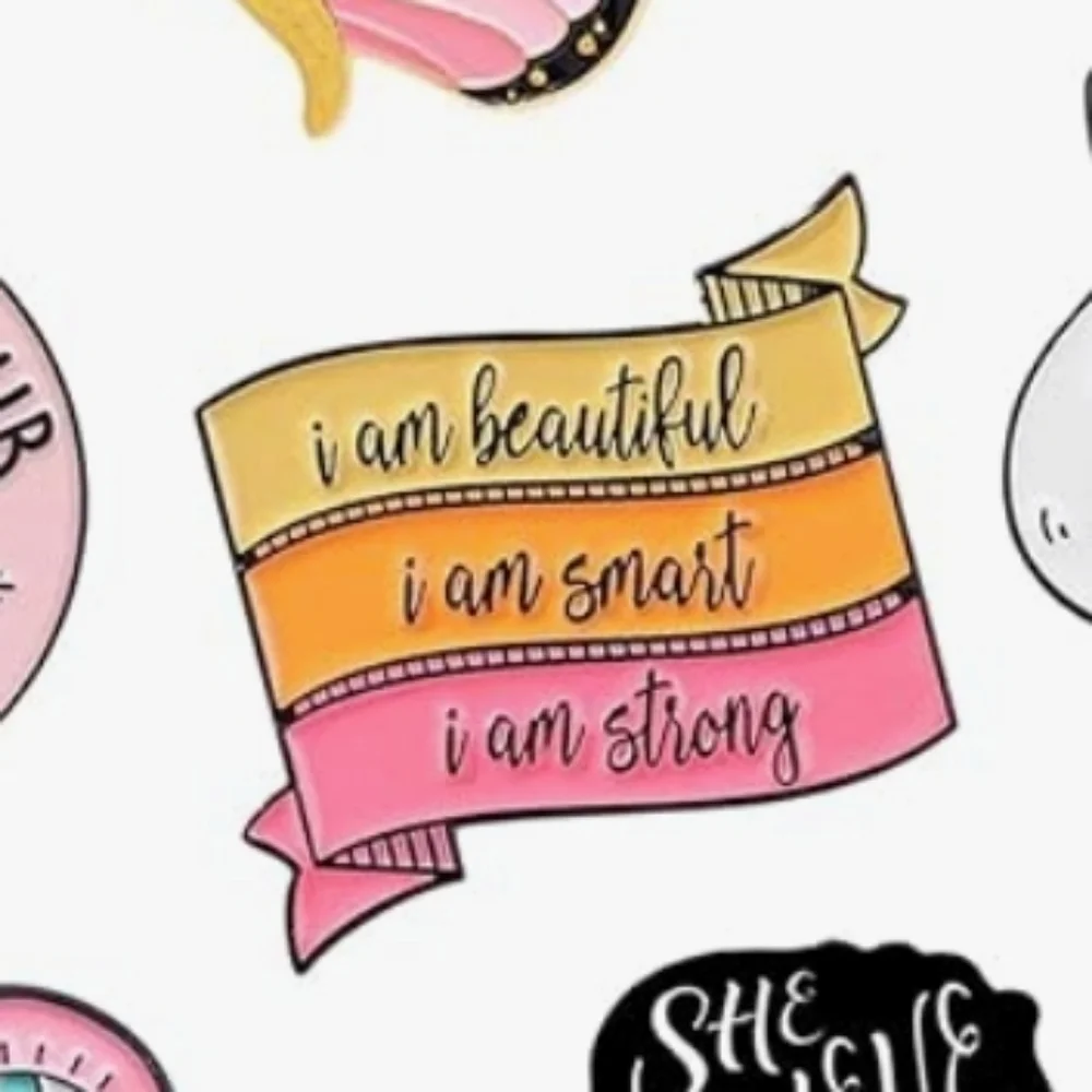 Inspirational Ribbon Pin - Pink and Yellow Women's Accessory
